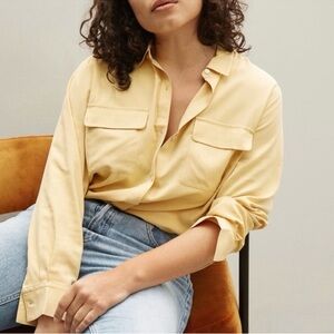 NWT Everlane the Washable Silk Relaxed Shirt Size 0 Yellow Office Career